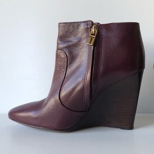 Tory Burch Lana Wedge Zip Bootie Dark Purple 9
